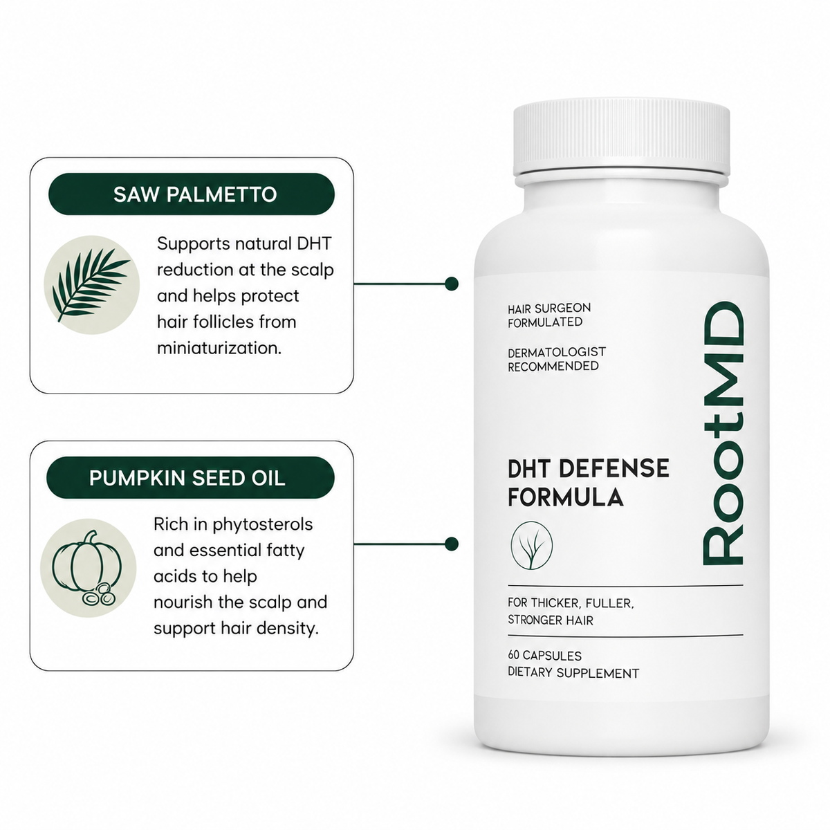 RootMD Natural DHT Defense Formula capsules