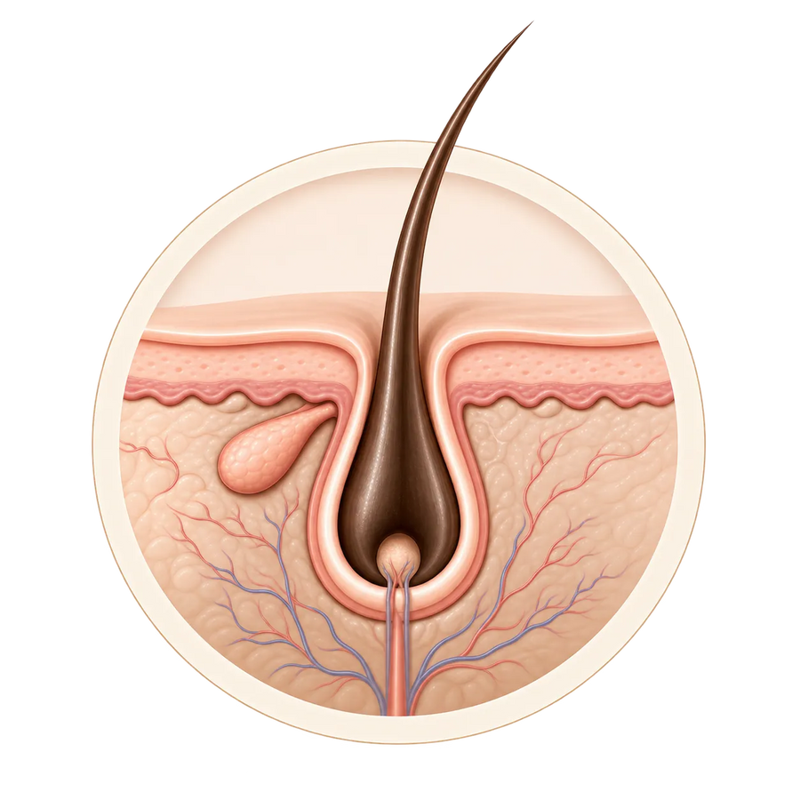 Cross-section of a hair follicle